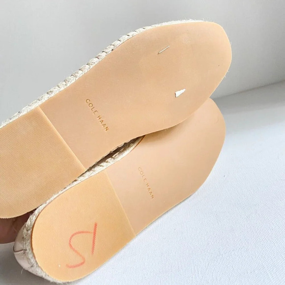 Cole Haan Nude Beige Leather Espadrille Flats NEW - Picture 9 of 11